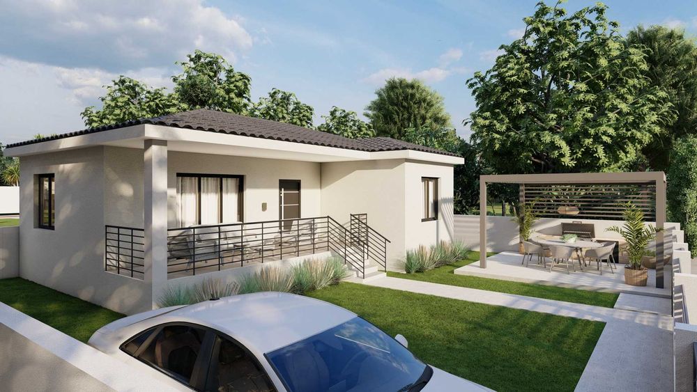 Продава се парцел с площ 260 м2 заедно с построяване на къща до ключ в Аспровалта, Гърция