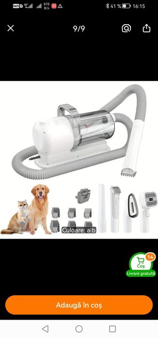 Groming set, NOU, set întreținere animalute, cu aspirator