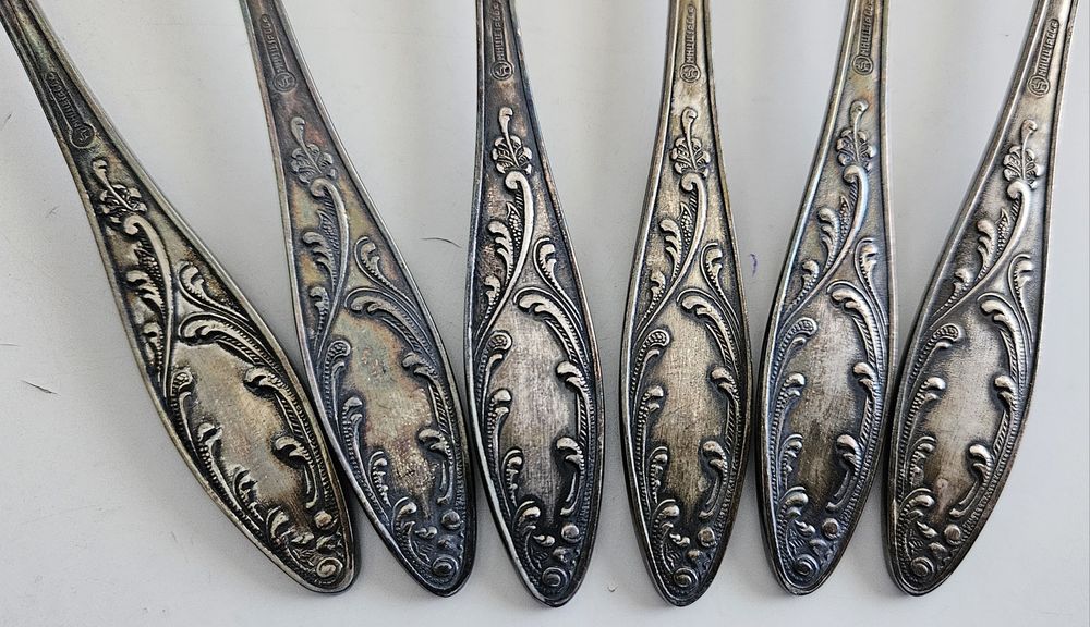 Посребрени лъжици за хранене, МНЦ, СССР, мелхиор, 18 см.