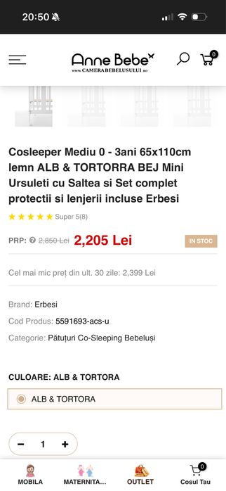 Patut Erbesi Mini Molly pachet complet cu lenjerie perna pilota aparatori