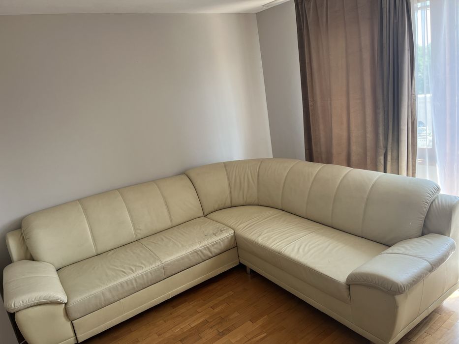 Естествена кожа  диван с функция сън