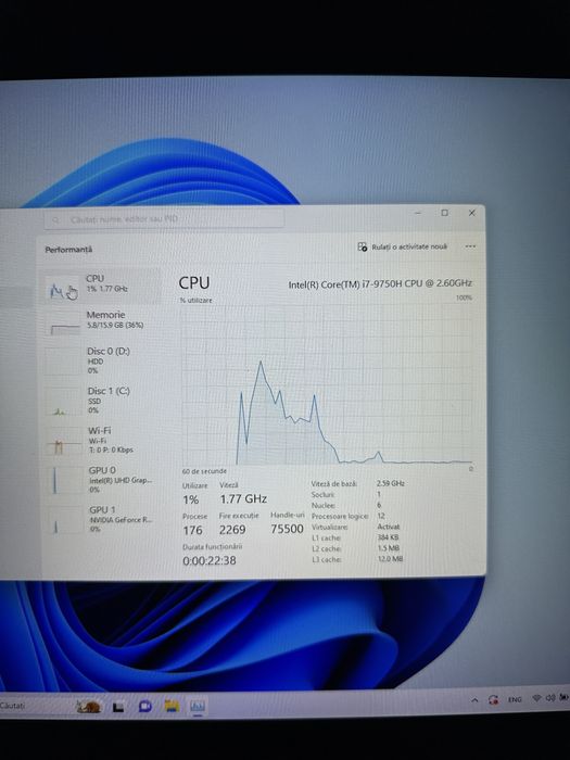 Vând Laptop Gaming ASUS ROG Strix G731GV - i7-9750H, RTX 2060,Full Box
