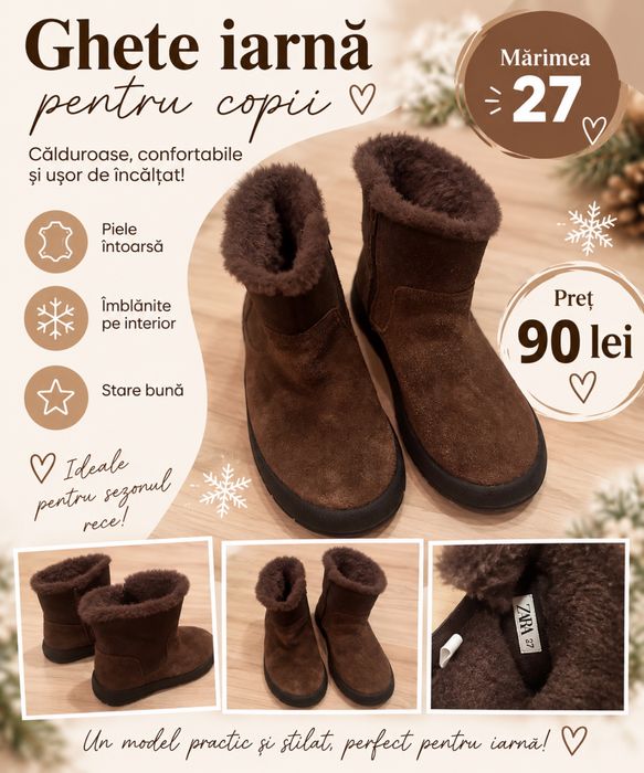 Ghete de iarna din piele intoarsa