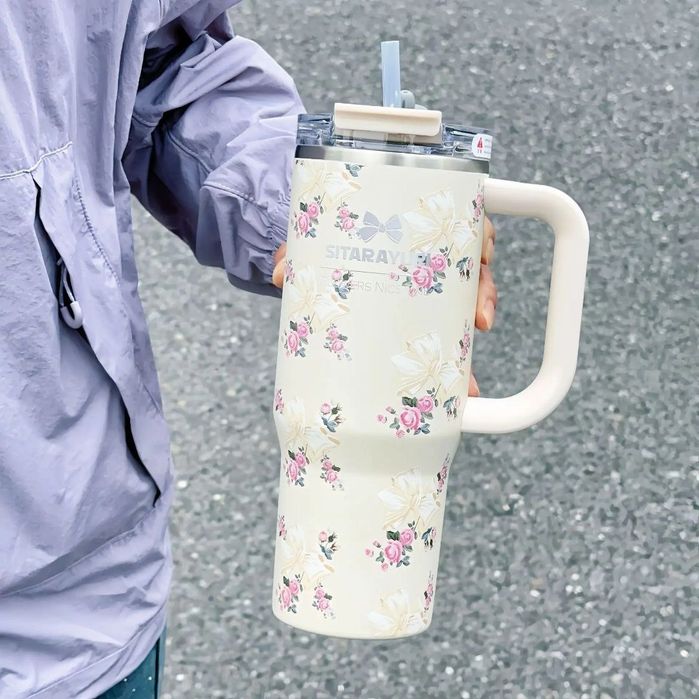 термокружка Sitarayuri с цветочки тренде 2025