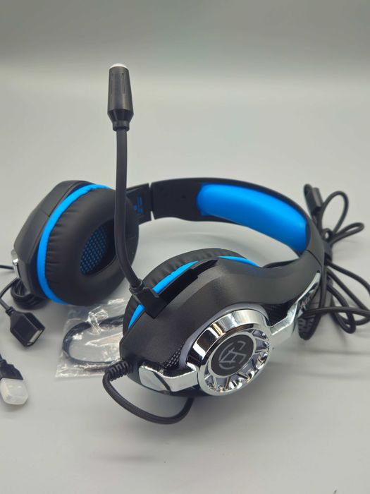 Геймърски слушалки с микрофон, 3.5 мм, LED, сплитер, USB удължител