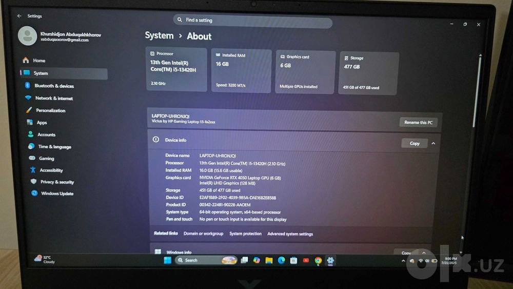Victus HP laptop