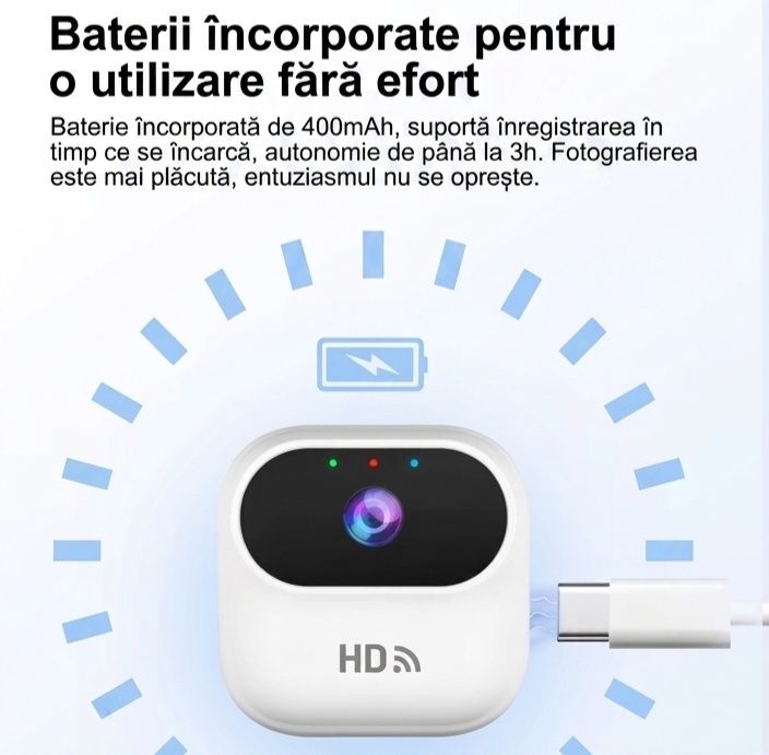 Mini Cameră de Supraveghere Wi-Fi  – Cameră Ascunsă / Monitorizare Copii, Animale, Casă