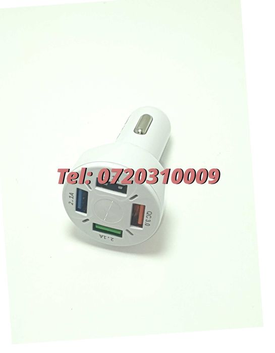 Incarcator Masina Auto 4 Porturi Bricheta Usb Qc Incarcare Rapida