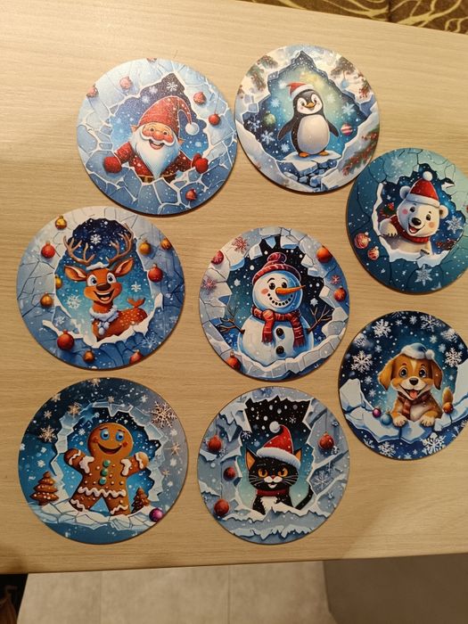 Коледни подложки за чаши, 8 бр., нови,