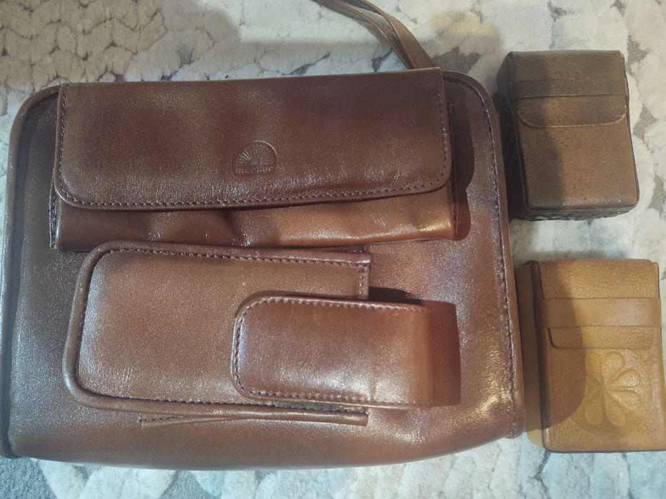 2 Чисто Нови Големи Ретро кожени чанти + 2 малки Подарък