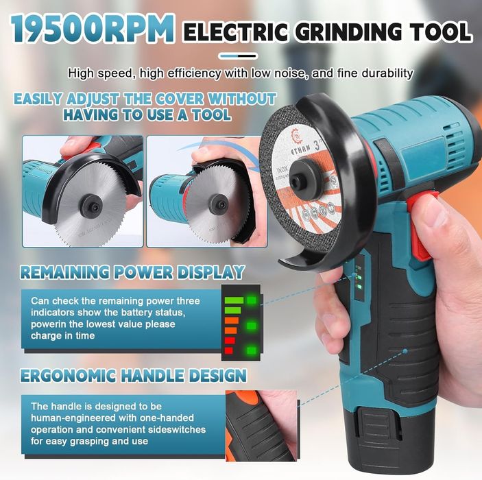 Мини Акумулаторен Ъглошлайф (Ръчна Шлайфмашина) с две батерии и кутия