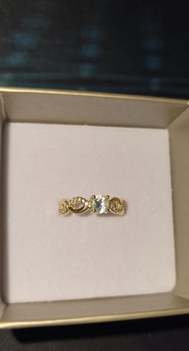 Inel Glamira marime 50, aur 14k cu safire albe