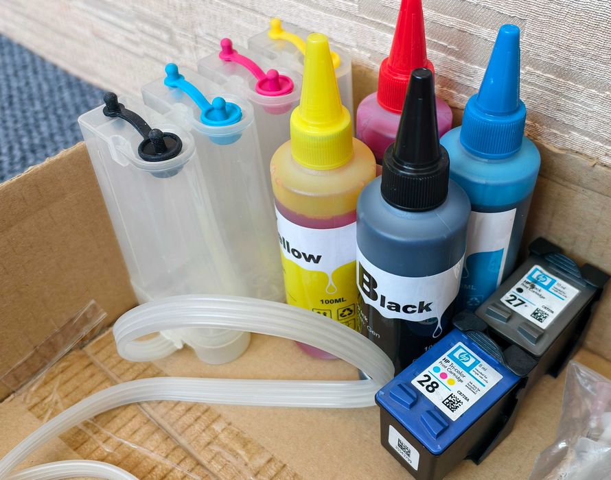 Чернила, СНПЧ, картриджи HP27 HP28 для струйных принтеров