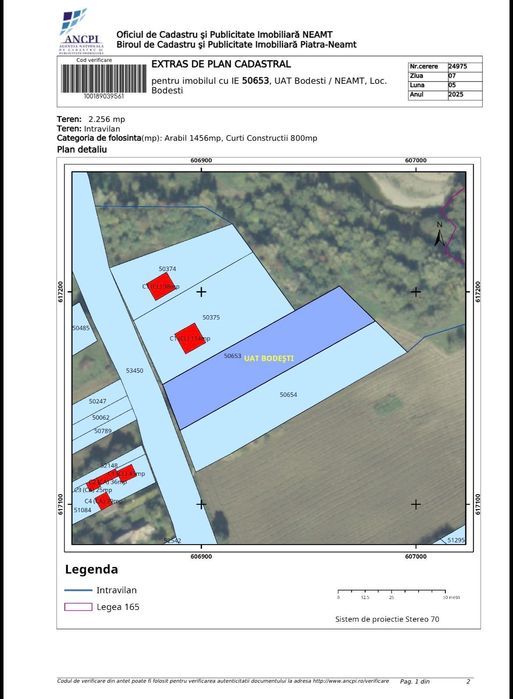 Teren la DN 2256 mp deschidere 23m – ideal afacere / construcție