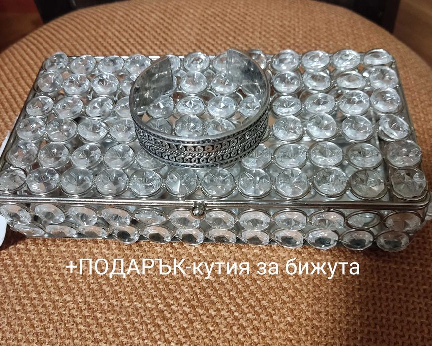 Масивна, сребърна ръчно изработена гривна Индия+подарък кутия