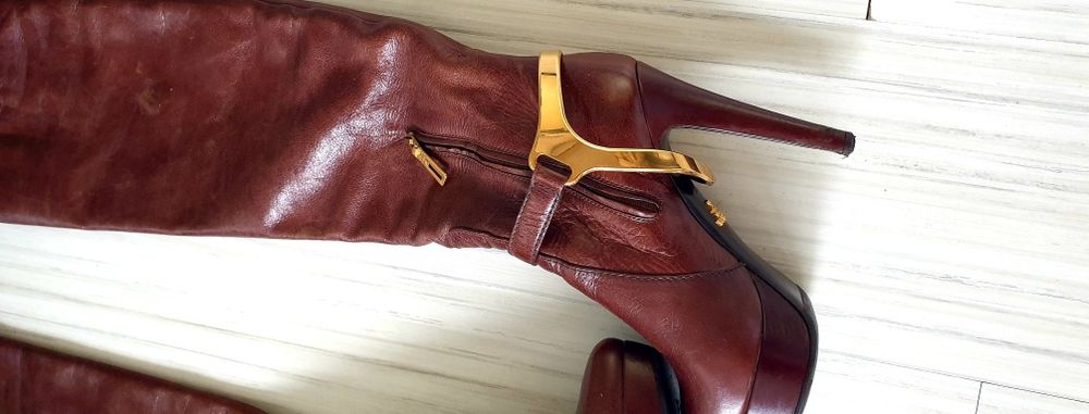 Prada Leather Boots Size 37/1/2 /24см. ОРИГИНАЛ! Дамски Кожени Ботуши!