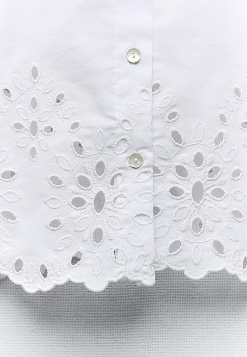 Къса риза с рязана дантела Зара Zara