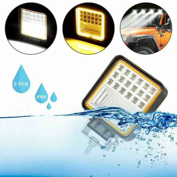 126W LED Диоден Фар Бяла Жълта Светлина Габарит Мъгла Лампа 12V 24V