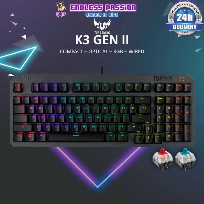 Tastatura Mecanica Asus Tuf K3 Gen II gaming model 90MP0390-BKUA01 RGB cu fir noua sigilata garantie