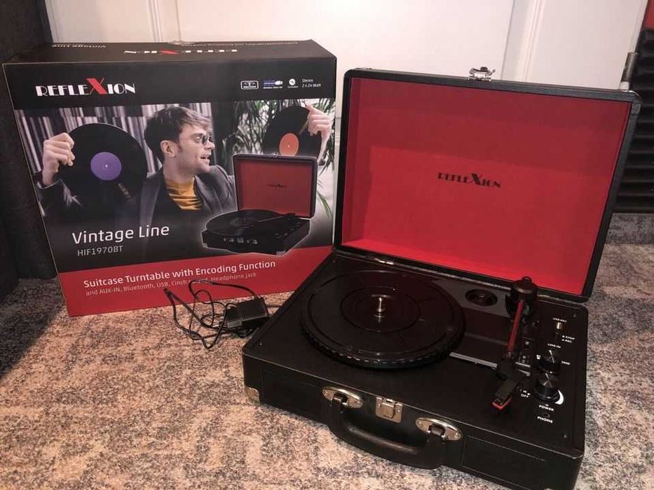 Ретро Грамофон с плочи Reflexion hif 1970 bt USB, 3,5 mm AUX-IN, BLUE