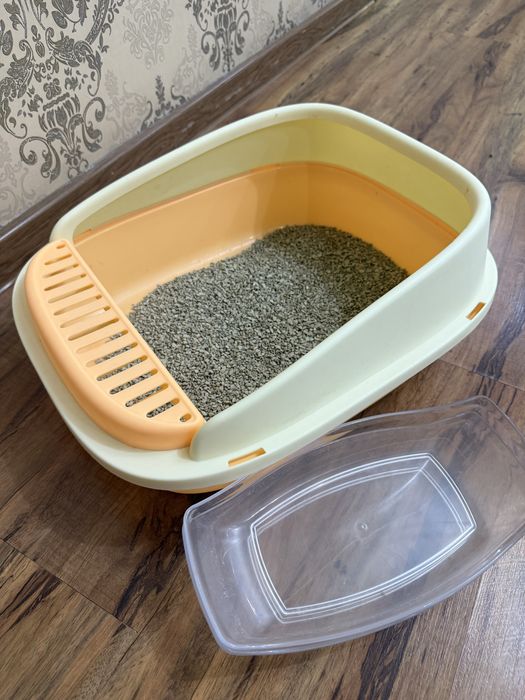 Вязаный лежак для кота+лоток