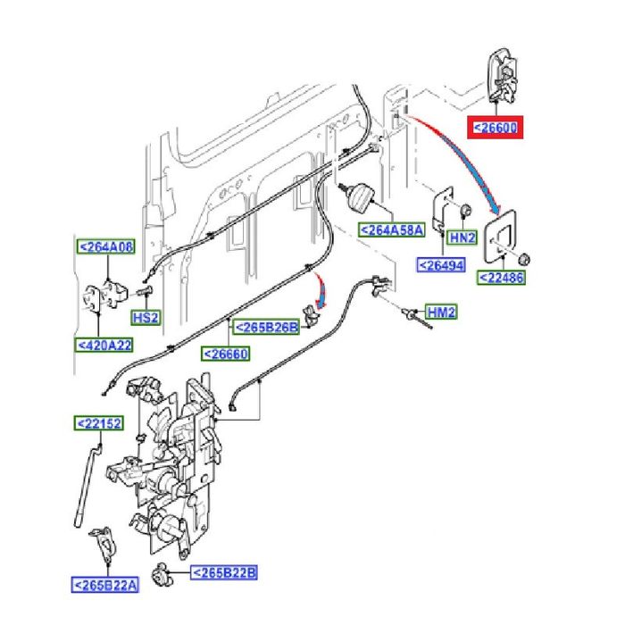 Външна Дръжка За Лява Плъзгаща Врата, Ford, Transit Mk6 Mk7, Черен