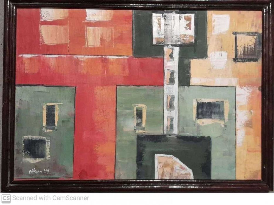 tablou Peisaj urban abstract, ulei pe panza artist Olteanu