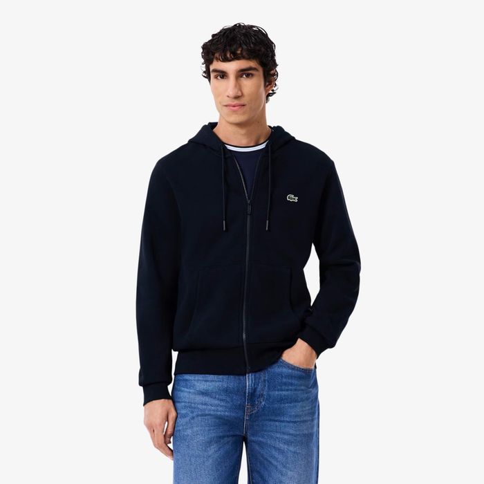 Темно синее зип худи Lacoste