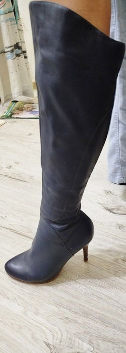 Кожаные сапожки на замке на флисе