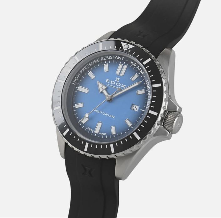 Швейцарские дайверские часы EDOX Neptunian, механика 1000 метров!