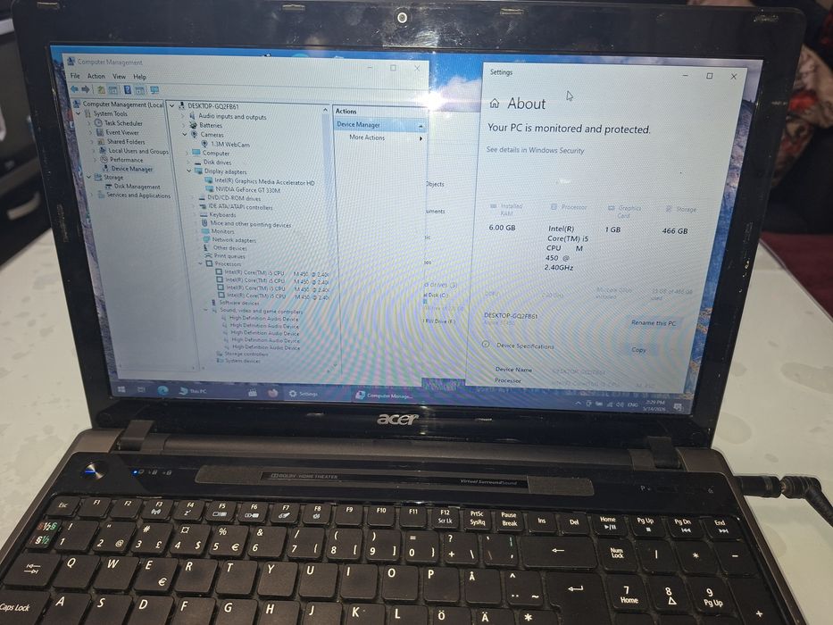 Acer Aspire 5745g, Intel i5, 500 gb, video dedicat,  6 gb ram