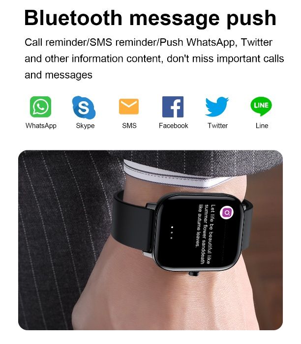 Смарт часовник Bakeey I10 1,57", разговори кръвно пулс аларма IP67 нов