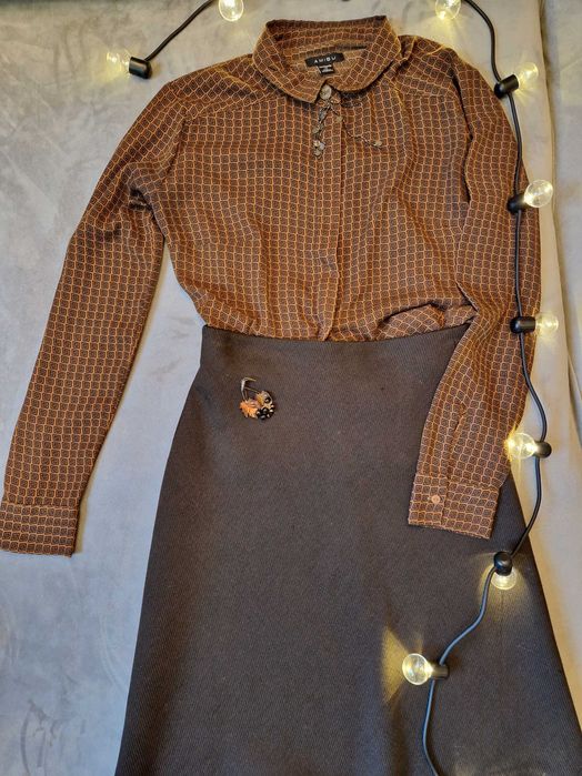 Винтидж шик сет – риза, пола и аксесоари, XS