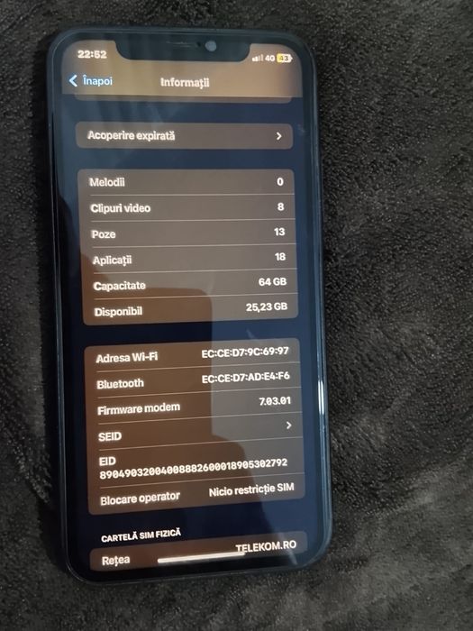Vand sau schimb iphone xr de 64 gb si 82% capacitatea pret 550 lei