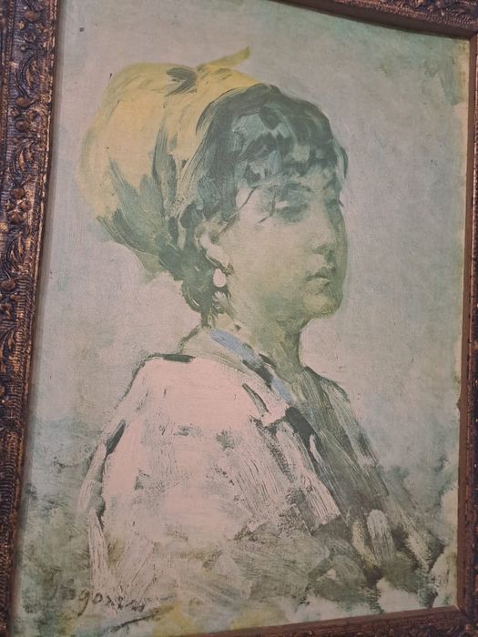 Tablou vechi Nicolaie Grigorescu ,,Fata cu basma galbena “