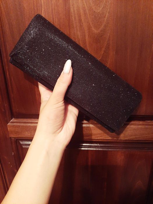 Официална дамска чанта с черен брукат