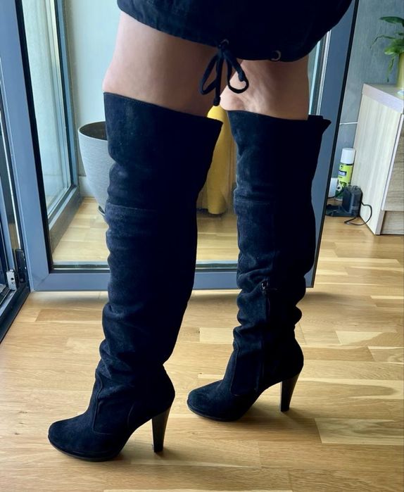 Cizme Benvenuti inalte de piele intoarsa