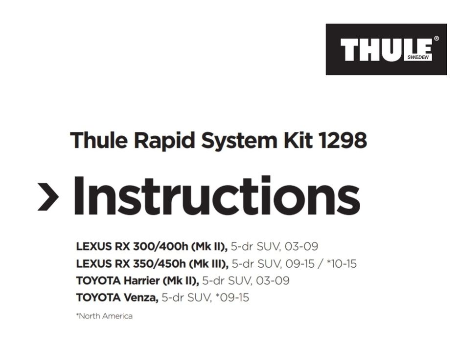 Thule Kit 1298 для Lexus Rx и Venza