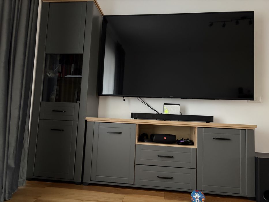 Mobilier hol si sufragerie gri/lemn