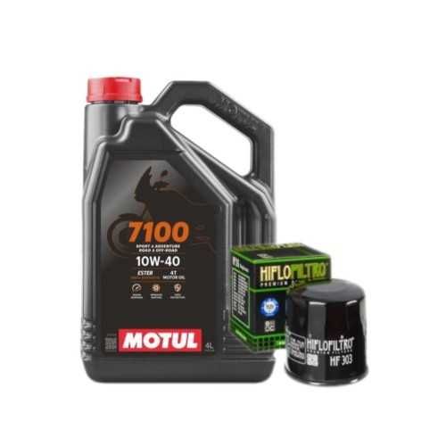 Kit schimb ulei moto Motul 7100 / 5100 10w40 si Hiflo HF204 / HF33