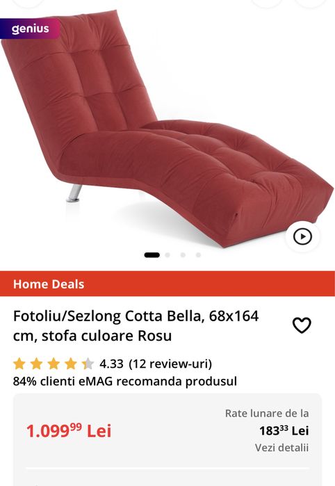 Fotoliu tip șezlong tapitat nou !