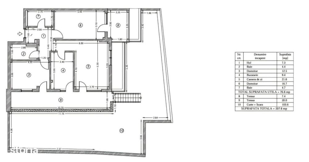 3 camere, Pallady, metrou, curte proprie, 2 bai, 208mp