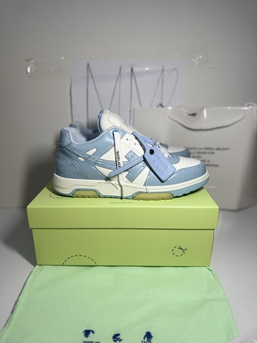 OFF-WHITE Out Of Office OOO Low Tops white baby blue special