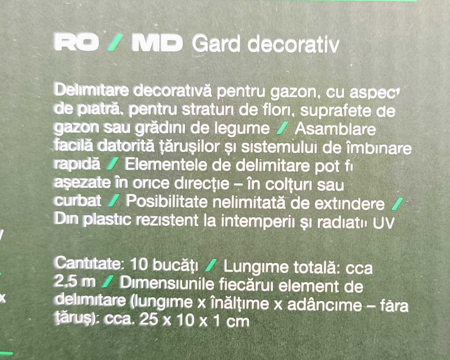 Borduri pentru gradina, cu efect de piatra gri, Plastic