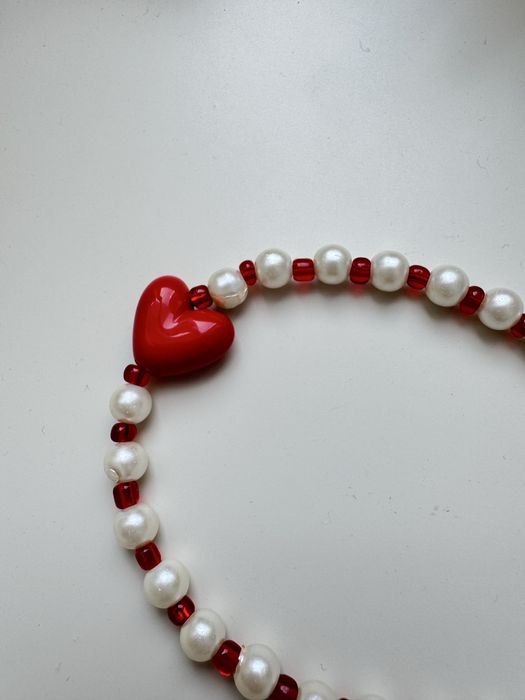 Colier handmade cu perle si inima