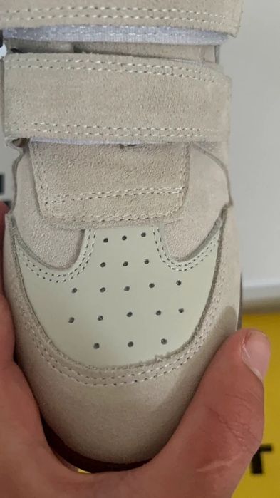 Sneakers ghete Isabel Marant Bekett alb crem ecru bej marime 37 38 39 40 platforma  retro streetstyle Golden Goose Amiri Balenciaga Valentino Lanvin