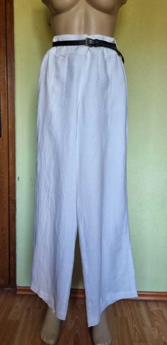 Pantaloni Marc Aurel, alb imaculat, wide leg, in 100%, marimea 34 DE (S)
