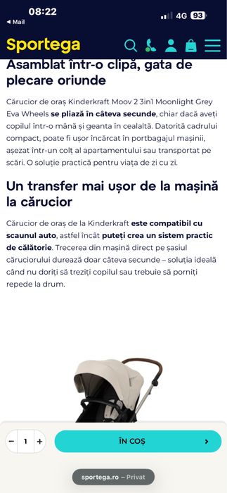 Kinderkraft Moov 2   3in1 Moonlight Grey roti spuma Eva