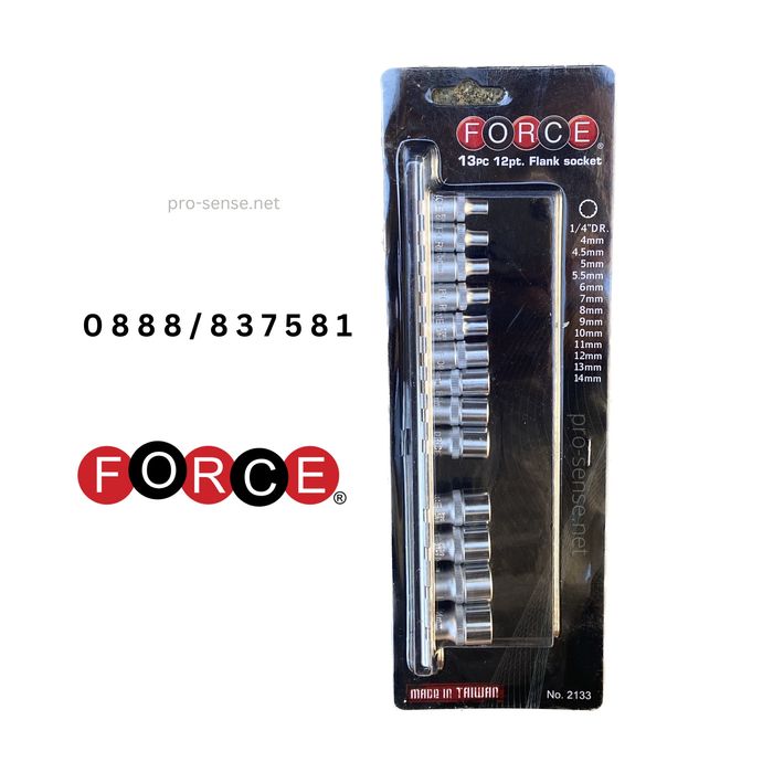 Вложки 1/4” 12-стен 4-14мм комплект 13 части FORCE 2133