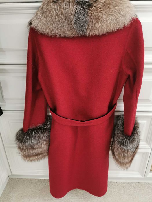 Palton alpaca cu blana naturală vulpe